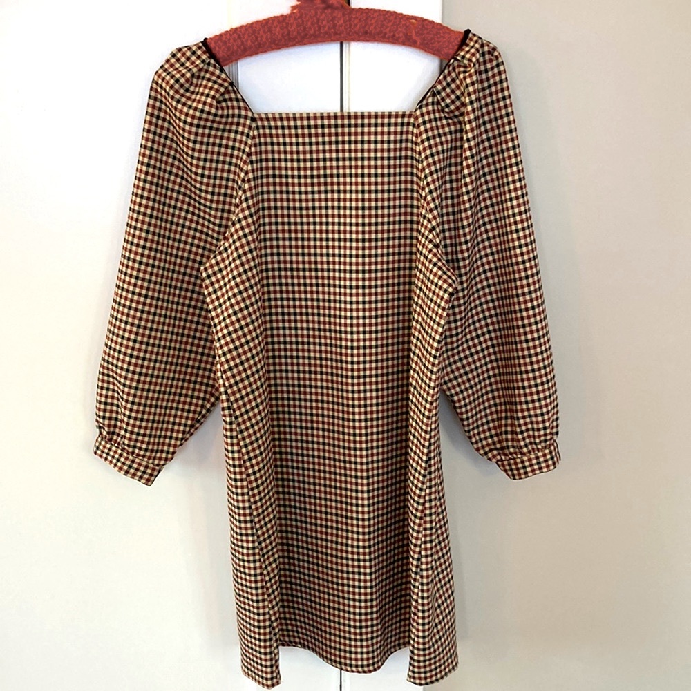 Zara Checkered Mini Dress - Black and Brown